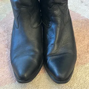 VTG‎ Bootalinos Black Leather Western Boots Mid-Calf Cowboy Riding Style Retro thumbnail 2