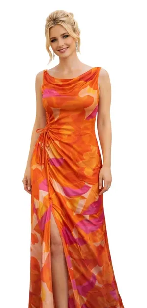 NWT All About May Orange and Pink Floral Dress - US Size 6 thumbnail 1