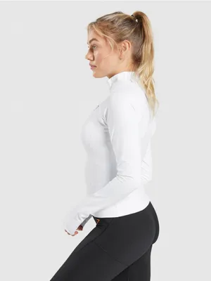 Gymshark White Quarter-Zip Pullover PULSE 1/4 ZIP thumbnail 3