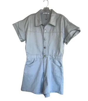 NWOT ZARA Denim Cotton Shimmer Romper Playsuit Bloggers Fave thumbnail 7