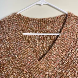 Caramel Brown Fall Colors V-Neck Long Sleeves Sweater Knit Medium Tall‎ Winter thumbnail 4