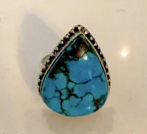 Turquoise Teardrop Ring size 9 Blue thumbnail 1