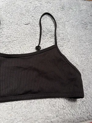 Halara ribbed bikini top swimsuit medium black thumbnail 4