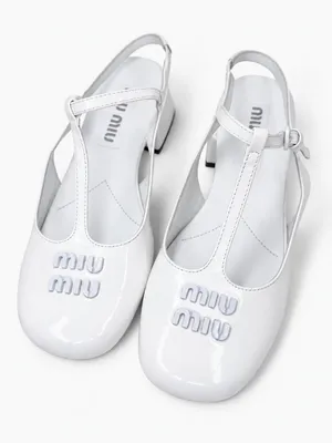 Miu Miu Authentic White Patent Leather Mary Jane TStrap Slingback Heel Pumps 36 thumbnail 1