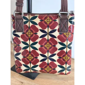 Fossil Key-Per Crossbody Bag Retro Floral Red Yellow Turnlock Pocket Purse thumbnail 5