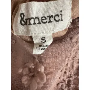 &merci Mini Dress Womens S Pink 3D Floral Pom Pom Textured Ruffle whimsical thumbnail 4