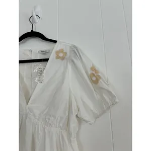 NWT Madewell Annamari White Puff Sleeve‎ Gingham Flower Embroidered Mini Dress S thumbnail 5