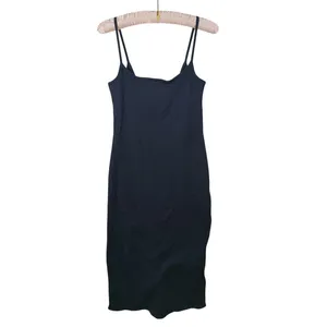 Abercrombie & Fitch Sleeveless Ribbed Side Slit Midi Dress Size S Tall Black LBD thumbnail 2