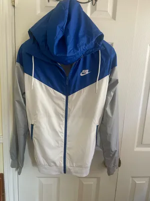 Nike Men’s White/Blue/Gray Windbreaker Jacket (Medium) thumbnail 6