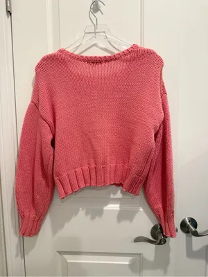 Z SUPPLY Vida Sweater Sunset Pink V-neck Cropped size Medium thumbnail 3