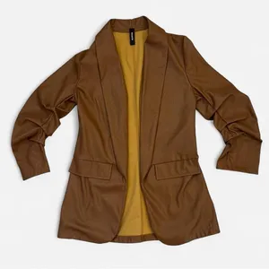 Venti 6 Caramel Faux Leather Blazer Jacket Size Small Casual Boho Festival thumbnail 1