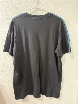 adidas Black Tee with Teal Trefoil and Stripes thumbnail 2
