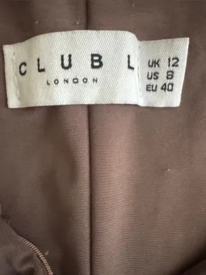 Club L London Brown Ruched Twist Bardot Maternity Midi Dress One-Shoulder Size 8 thumbnail 13