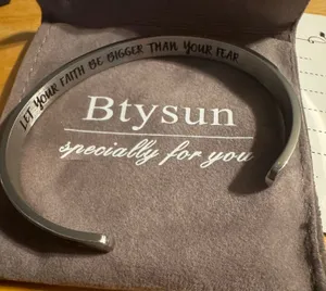 Let your faith be bigger than your fear Silver Tone Cuff Bracelet thumbnail 1
