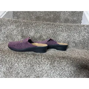 FLY FLOT Purple Velvet Slippers Made‎ In Italy Anti-Shock Leather Size 41/10 thumbnail 5