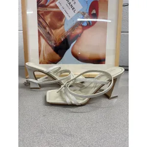 Marc Fisher 6.5 Light Gray Mahima Strappy Tapered Heel Square Toe Dress Sandals thumbnail 3