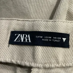 Zara High Waisted Wide Leg Pants SZ M Linen Blend Trousers Casual Everyday thumbnail 4