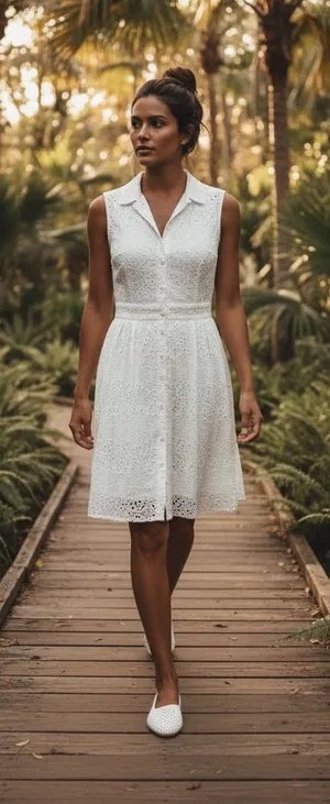 Nanette Lepore Sleeveless White Eyelet Shirt Dress thumbnail 1