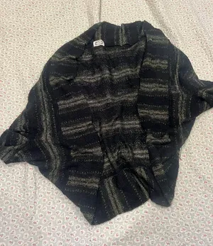Trina Turk Black Open-Front Cardigan with Gold Stripes thumbnail 1