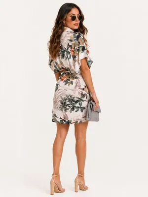 Tropical Floral Kimono Dress Tie Waist Cover-Up NWT thumbnail 4