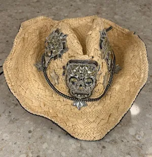Whittall & Shon Gothic Glam Skull Rhinestone Cowgirl Hat Western Glam thumbnail 1