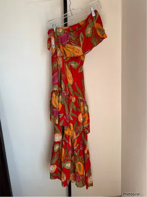 Farm Rio Papayas One Shoulder Dress Tropical Vacation thumbnail 3