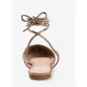 NEW Journee Taupe Theia Ankle Tie Flat 7 $75 thumbnail 5