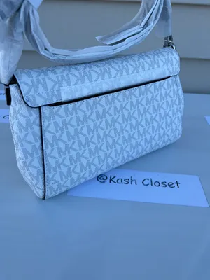 Michael Kors MK Jet Set MD Logo Convertible Crossbody Clutch Bag - Bright White thumbnail 3