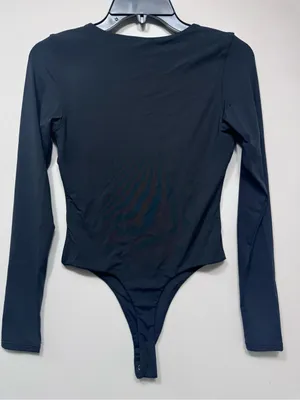QINSEN Women's Long Sleeve Bodysuit V Neck Body Suits Seamed Cup size medium nwt thumbnail 5