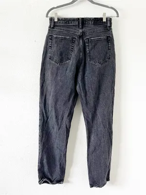 Abercrombie & Fitch High Rise Dad Washed Black Destroy Jeans thumbnail 6