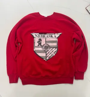 Vintage 80s Nebraska Cornhuskers Tultex Made USA Crewneck Sweatshirt Shield Graphic Large thumbnail 1