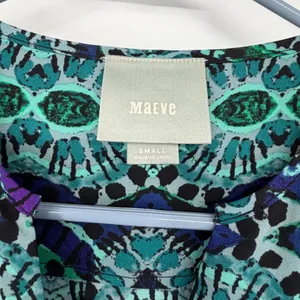 Maeve Anthropologie‎ Womens Small Blue Green Purple Geometric Print Belted Dress thumbnail 4