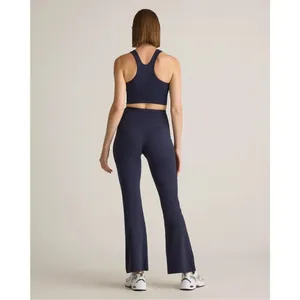 ✨Quince Ultra-Form High-Rise Crossover Flared Deep Navy Sz Medium Pants✨ thumbnail 6