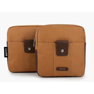Riffty Small Crossbody Travel Duffle Bag Vintage Carry On Leather Canvas Shoulde thumbnail 3