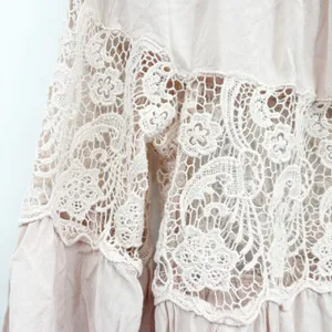 Free People Womens Blush‎ Pink Lace Inset Boho Gotta Love It Peasant Blouse XS thumbnail 2