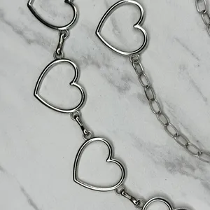 Open Heart Silver Tone Chain Belt One Size (OS) ✨ thumbnail 4