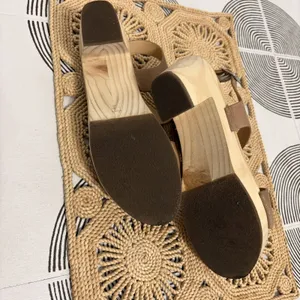 Nisolo All Day Open Toe Clog Sandals Almond Brown Leather Platform Shoes Size 9 thumbnail 2