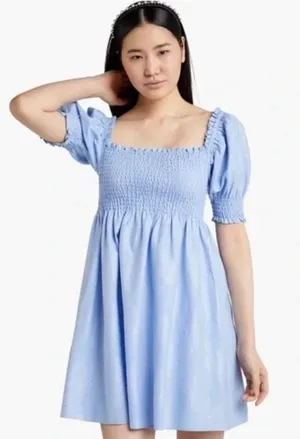 Hill House Athena Nap Dress in Light Blue Glitter Check thumbnail 1