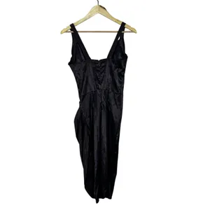 NWT Bella Barnett Satin Corset Pleated Draped Wrap Slit Midi Dress Glam Size M thumbnail 6