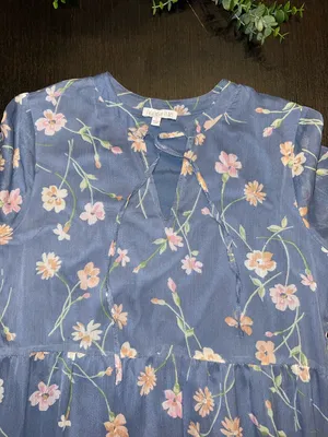 Patrons of Peace Dusty Blue Floral Tie-Front Maxi Dress thumbnail 5