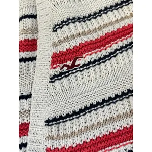 Hollister Open Front Knit Short Sleeve Striped‎ Cardigan Sweater Large thumbnail 4
