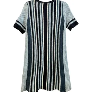 Free‎ People Tunic Sweater Mini Dress Boho Knit Navy Baby Blue Cozy Chic Small thumbnail 5