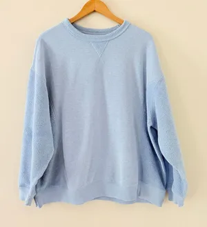 Aerie Sweatshirt Crewneck Medium Blue Fleece Knit Texture Oversized Cozy thumbnail 1