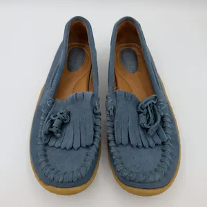 Fossil Womens Blue Suede Fringe Moccasin Loafers Size 8 FFW4016470 Gum‎ Sole thumbnail 4