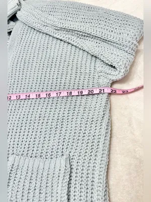 American Eagle Outfitters Open-Front Chunky Knit Cardigan Light Blue Size Small thumbnail 7