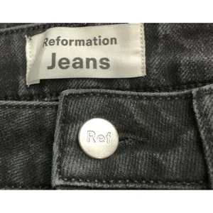 Reformation High Rise Straight Leg Snap Button Hem‎ Black Jeans Size 27 thumbnail 4