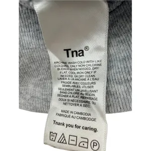 Aritzia Tna Gray Waffle Knit Cropped Zip Hoodie Size 2 AS IS Missing Zipper Pull thumbnail 5