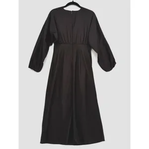 Banana Republic Satin Brown Bloussant-Sleeve Midi Dress V Neck Career Office 4 thumbnail 3