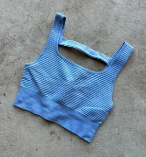 Yogalicious Waffle Seamless Melanie Sports Bra in light blue thumbnail 1