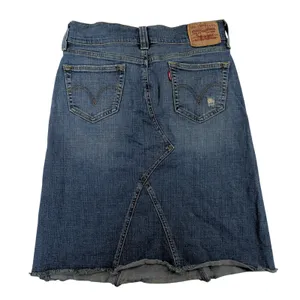 Levis Womens Medium Wash Denim Mini Skirt Raw Hem Blue Size 10‎ MIS thumbnail 3